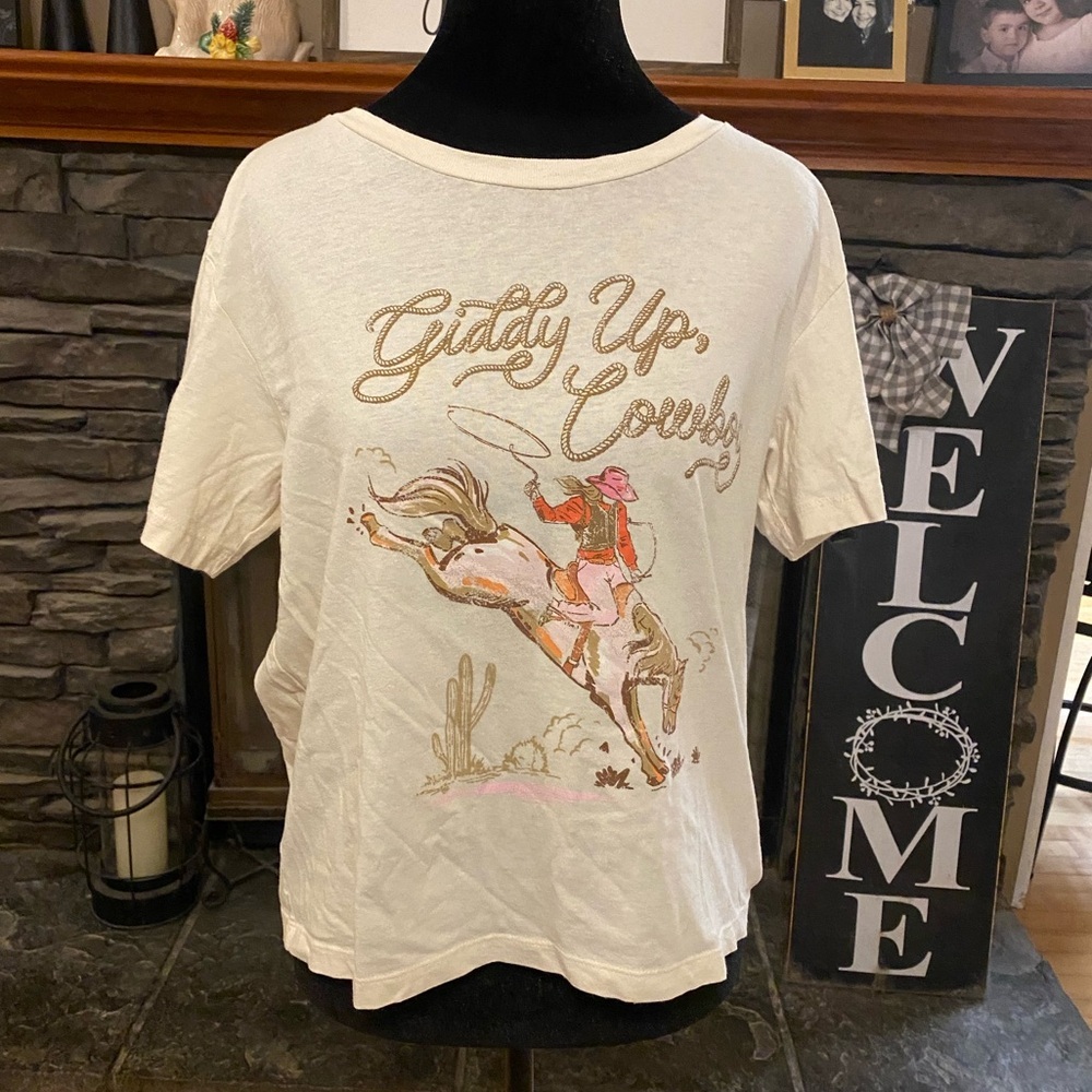 Western Cowgirl Graphic Semi Cropped Tee
